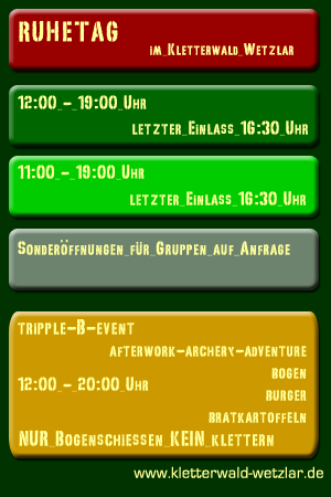 �ffnungszeiten Kletterwald Wetzlar