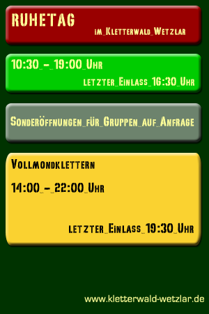 �ffnungszeiten Kletterwald Wetzlar