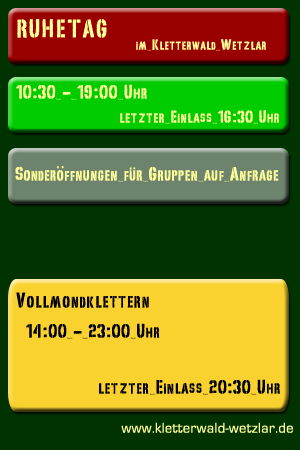 �ffnungszeiten Kletterwald Wetzlar