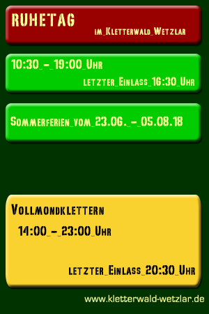 Öffnungszeiten Kletterwald Wetzlar