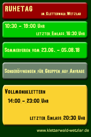 �ffnungszeiten im Kletterwald