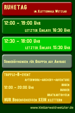 �ffnungszeiten Kletterwald Wetzlar